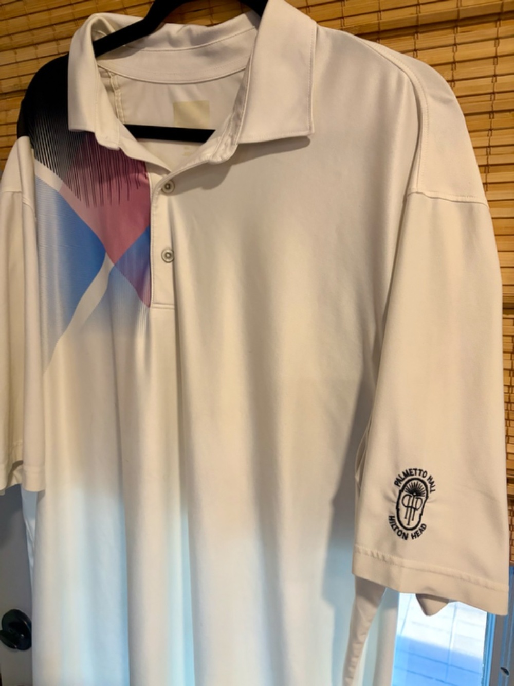 Men’s Performance Golf Polo Shirt White Geometric Athletic Lightweight XXL - Picture 3 of 6